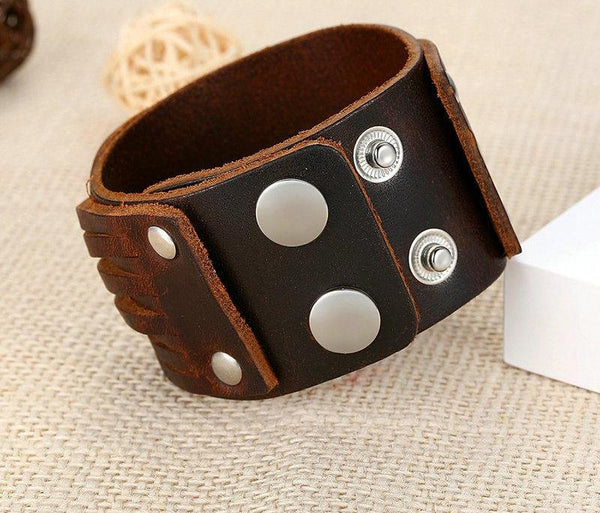 Black & Brown Genuine Leather Bracelet