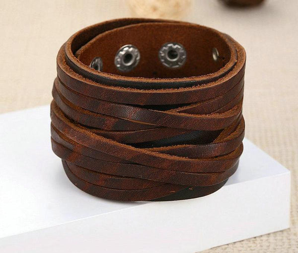 Black & Brown Genuine Leather Bracelet