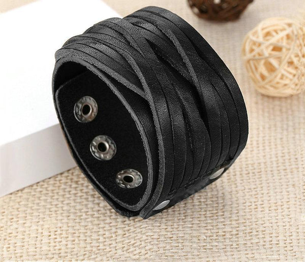 Black & Brown Genuine Leather Bracelet