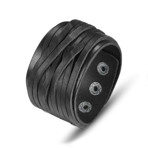 Black & Brown Genuine Leather Bracelet