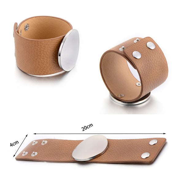 All-Match Wide Leather Bracelet
