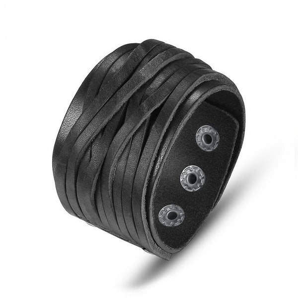 Black & Brown Genuine Leather Bracelet