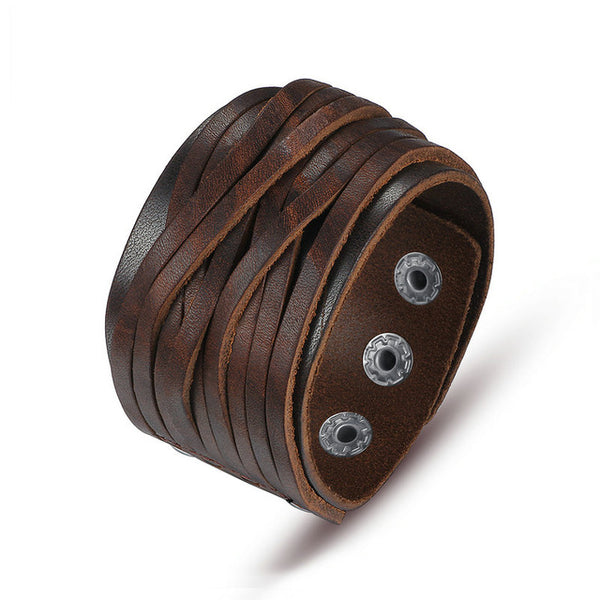 Black & Brown Genuine Leather Bracelet